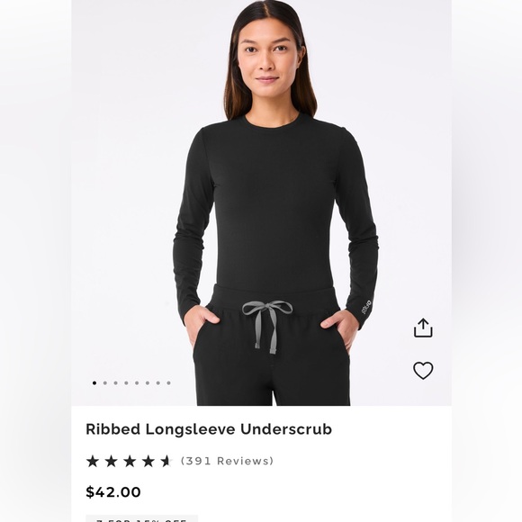 Figs black ribbed undershirt XS - Picture 2 of 3